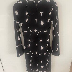 KENNENTH COLE Black & White Geometric Patterned Dress Long Sleeve XS